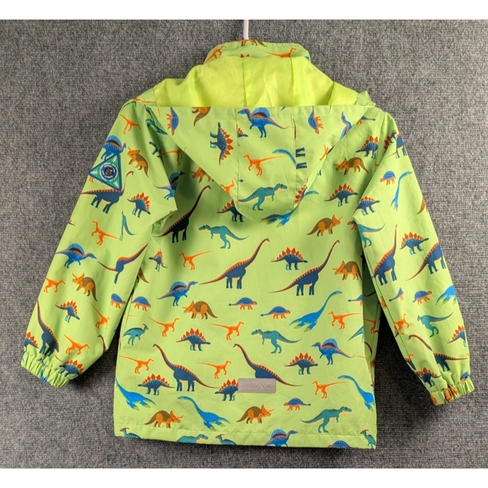 Topsky Kids Dinosaur Rain Jacket Green Hooded Windbreaker Waterproof Boys Girls - Picture 2 of 9